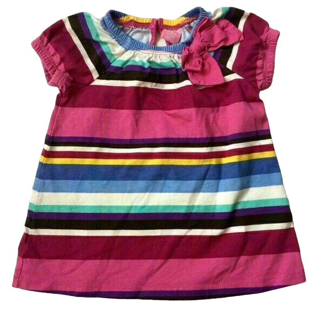 Made With Love by Place Rainbow Striped Cotton Baby Girl Dress 3-6 months